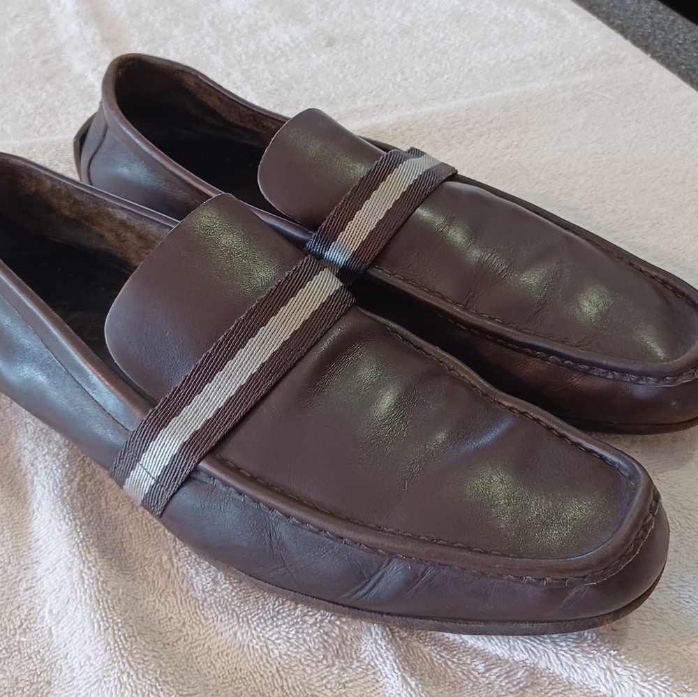 Gucci Leather Men's Shoe's size EURO 45 US 10.5 Brown White 11 Stripe